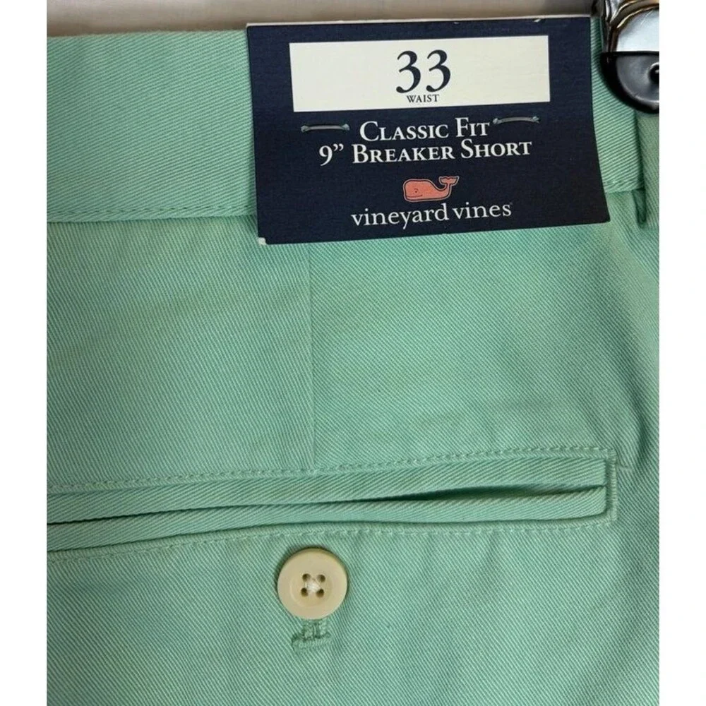 Vineyard Vines Classic Fit 9” Breaker Shorts Green Nautical Men’s 33” NWT